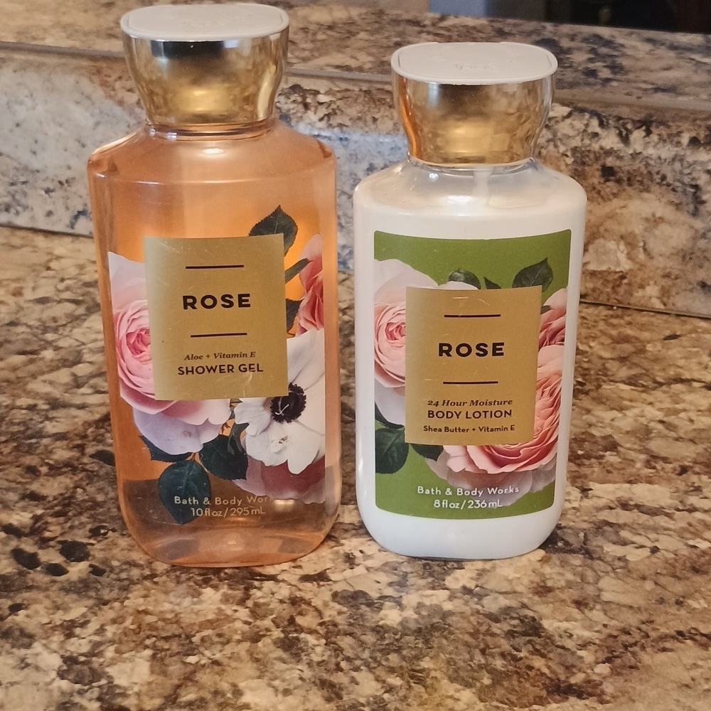 Bath & Body Works Rose Shower Gel and Body Lotion Set. New.